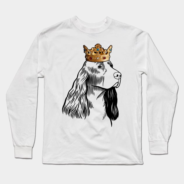 English Springer Spaniel Dog King Queen Wearing Crown Long Sleeve T-Shirt by millersye